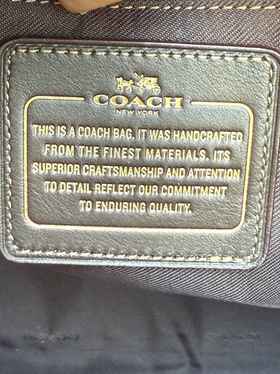 COACH TAYLOR SIGNATURE JACQUARD MONOGRAM CANVAS LEATHER TOTE SHOULDER BAG BROWN - Picture 10 of 15